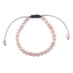 Pulseira Olho de Gato Rosa com Cordão Regulável 6mm