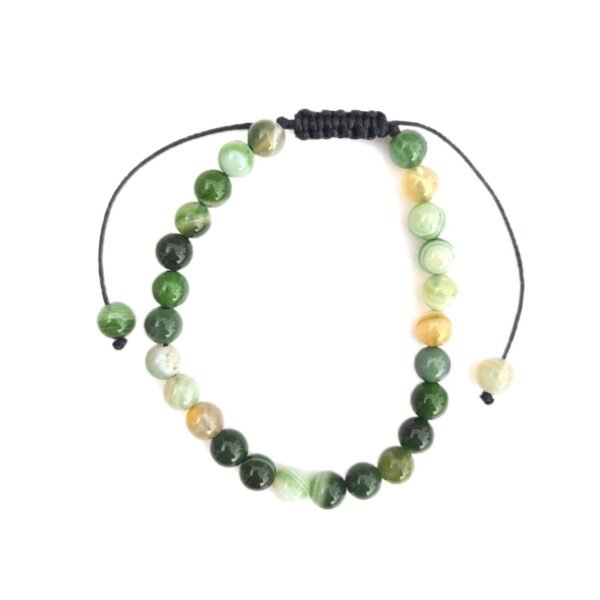 Pulseira de Agata Verde com Cordão Regulável 6mm
