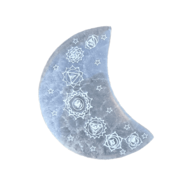 Placa Selenita Lua Chakras 10 cm