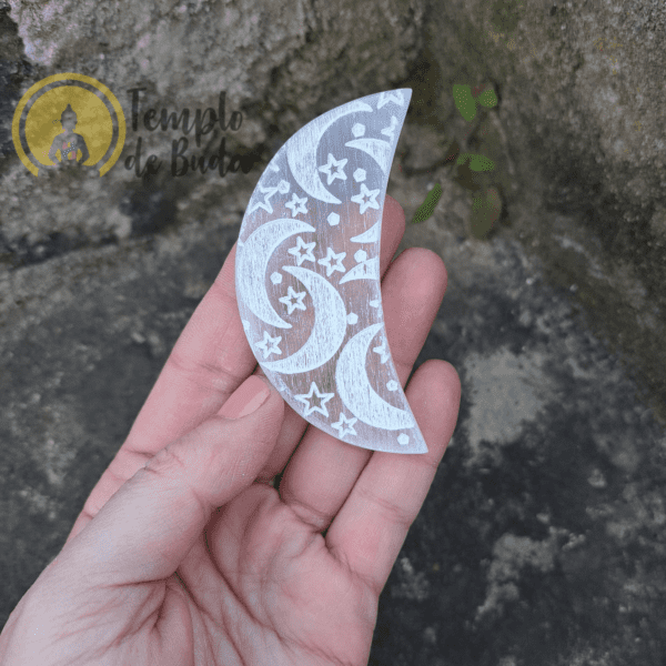 Selenit Plakette Mini Mond 8cm – Bild 2