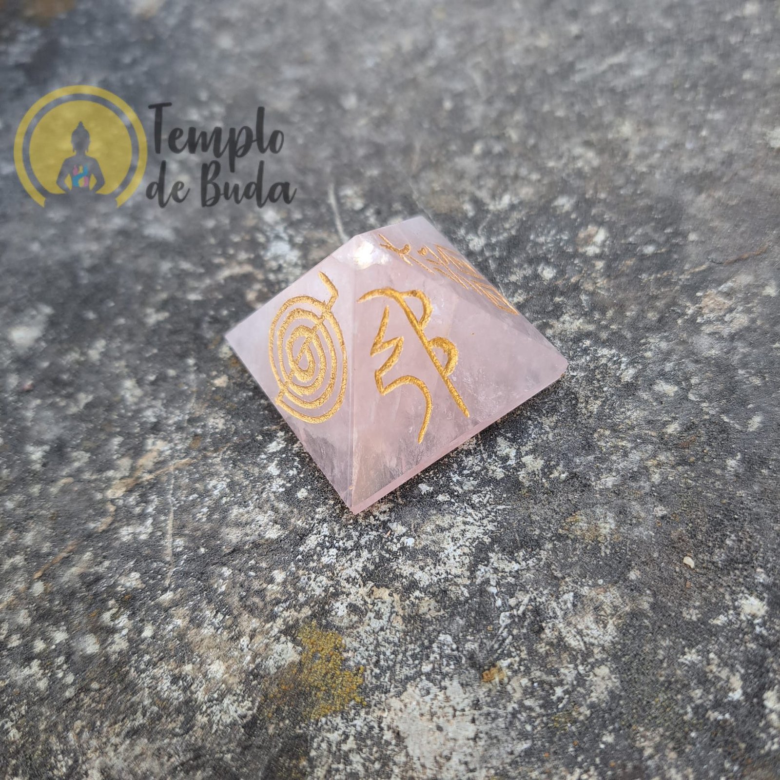 Pirâmide Chakra Simbolos Reiki Quartzo Rosa