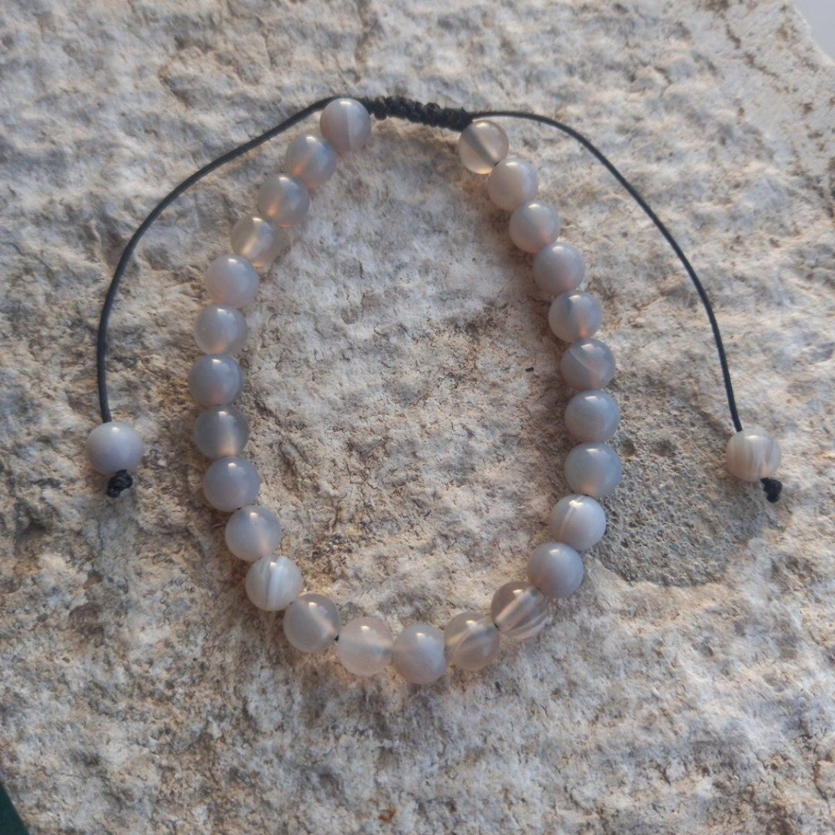 Pulseira de Calcedónia Fumado com Cordão Regulável