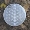 Flower of Life Round Selenite Plate with Chakras - Image 2