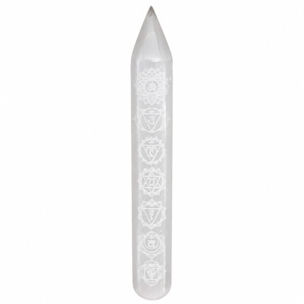Bastão de Selenite 7 Chakras 1 Ponta
