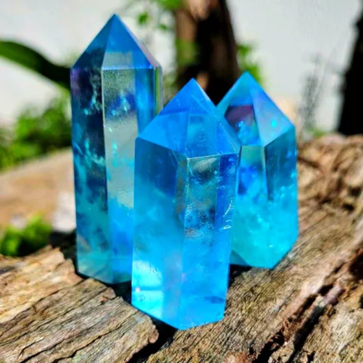 Ponta Quartzo Aqua Aura Azul