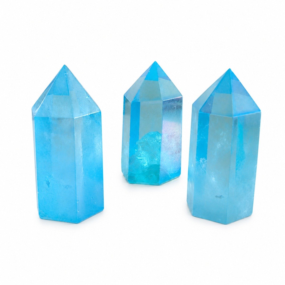 Ponta Quartzo Aqua Aura Azul