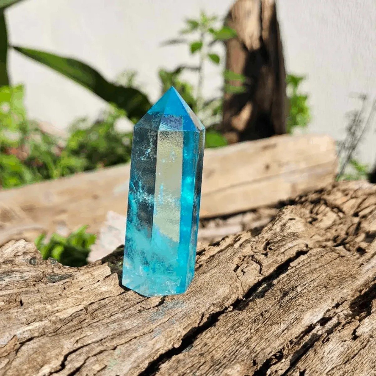 Ponta Quartzo Aqua Aura Azul