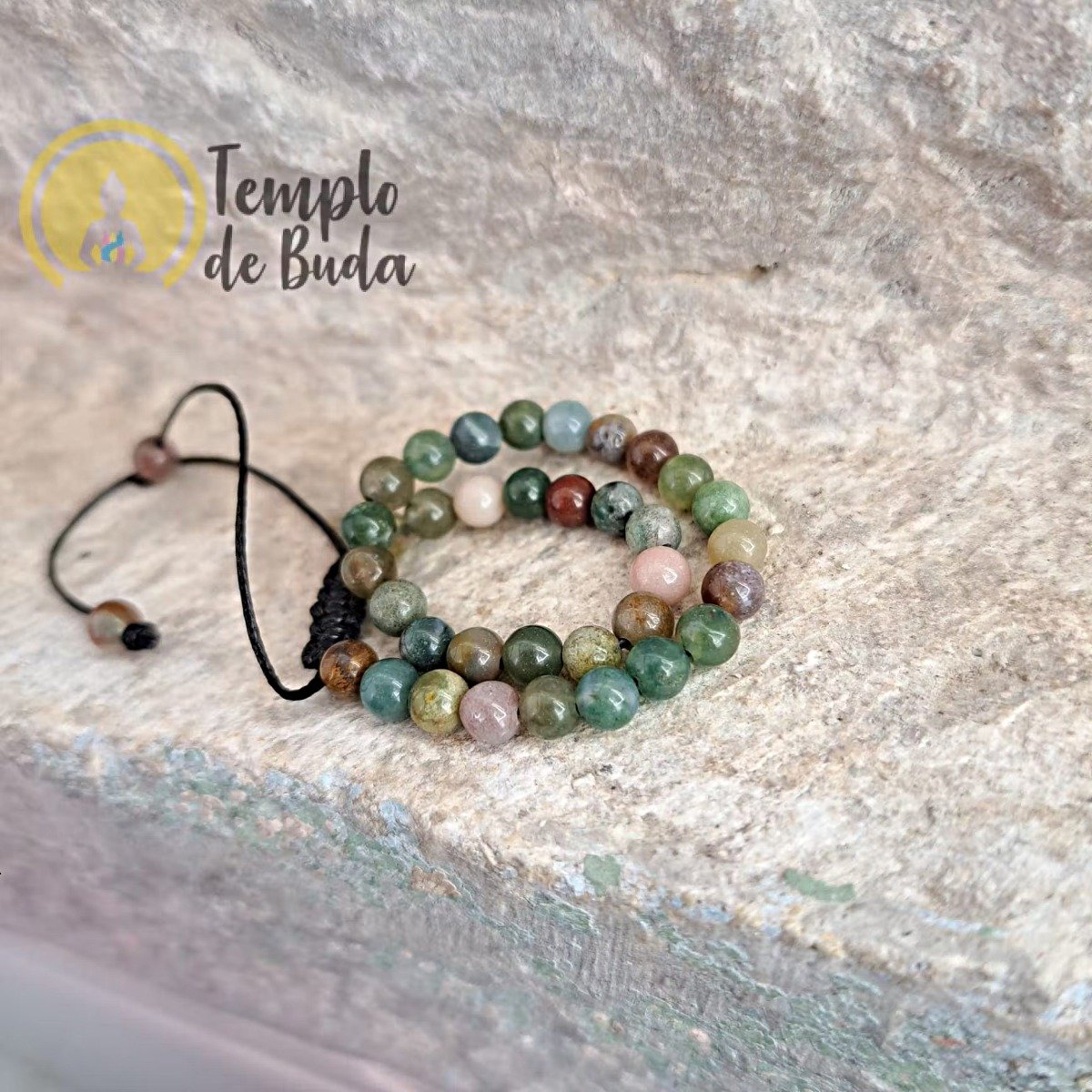 Pulseira Ágata Índia com Cordão Regulável