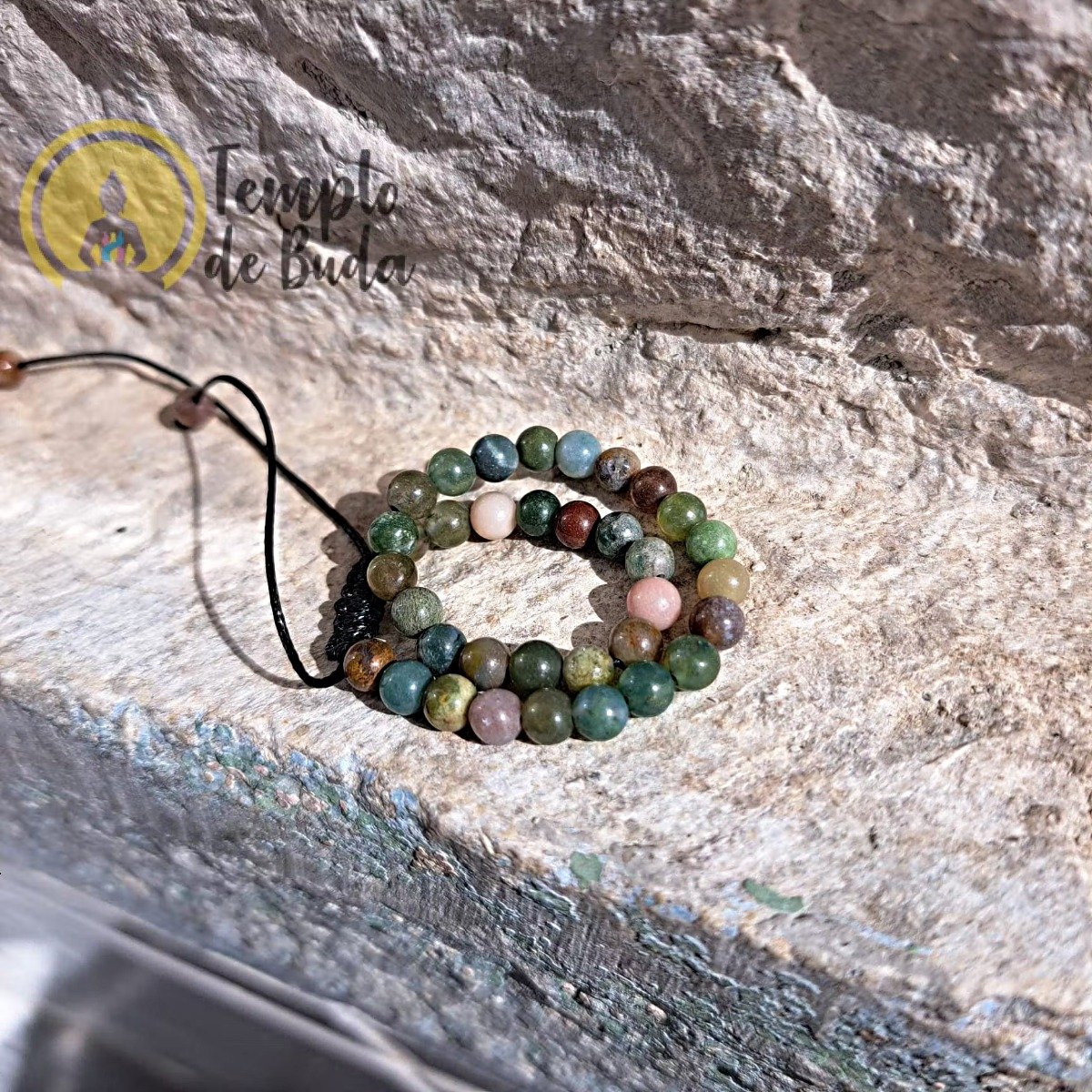 Pulseira Ágata Índia com Cordão Regulável