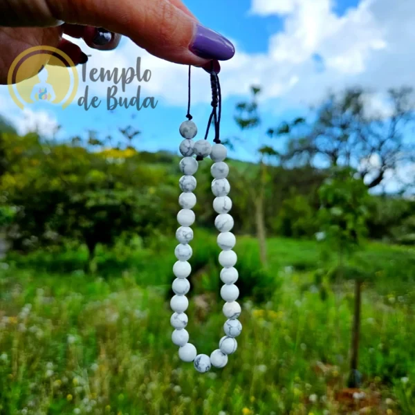 Pulseira Howlite Branca com Cordão Regulável