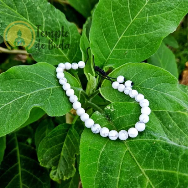 Pulseira Howlite Branca com Cordão Regulável