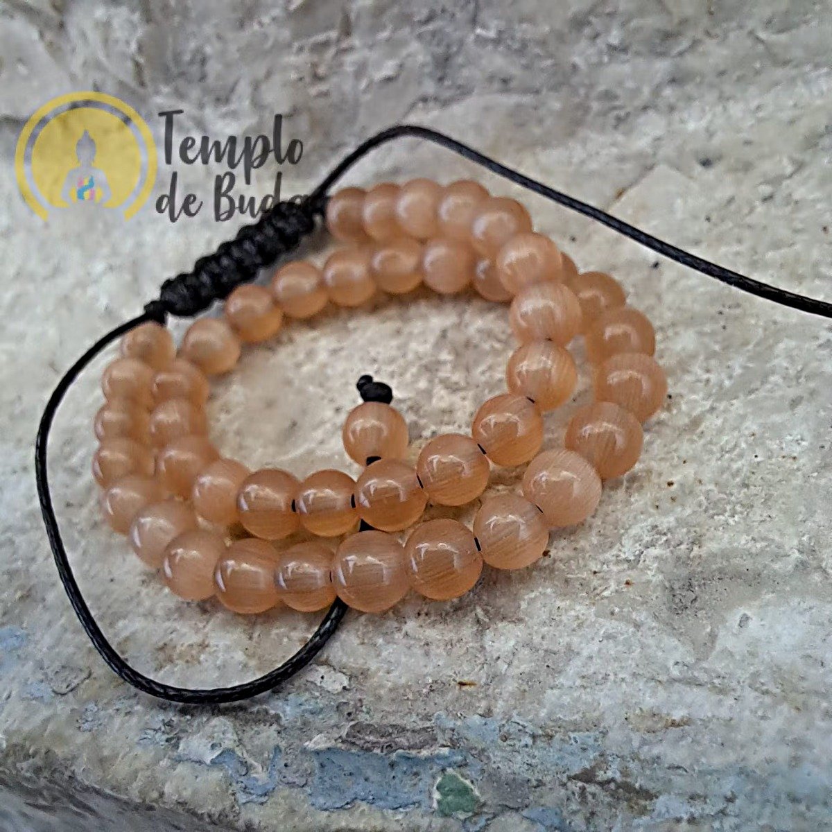 Pulseira de Olho de Gato Laranja com Cordão Regulável