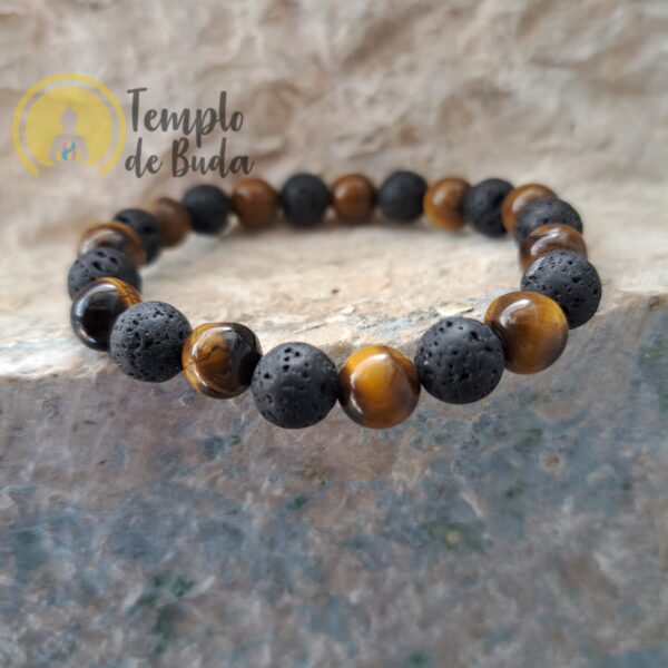 Armband Tigerauge und Lavastein 8mm – Bild 3
