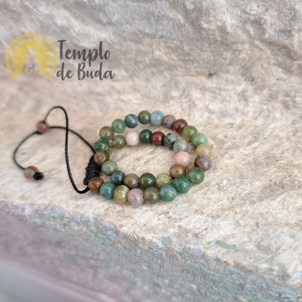 Pulsera de ágata de la India con cadena ajustable de 4 mm - Imagen 5