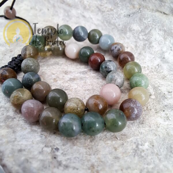 Pulsera de ágata de la India con cadena ajustable de 4 mm - Imagen 4