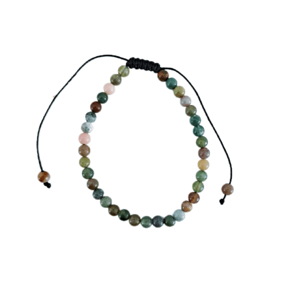 Pulsera de ágata de la India con cadena ajustable de 4 mm