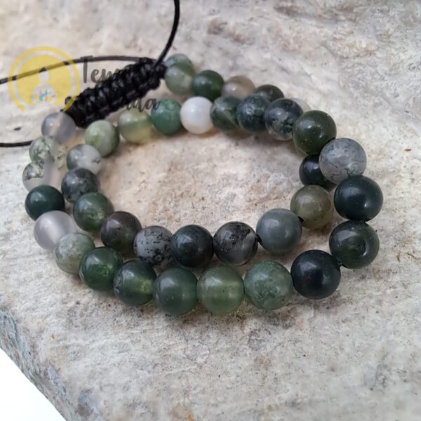 Moss Agate Bracelet with 4mm Adjustable Chain - Image 2