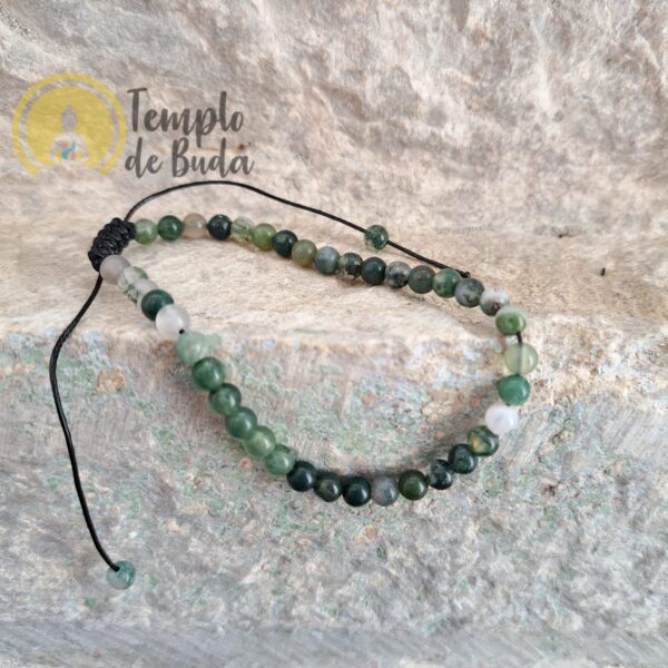 Moss Agate Bracelet with 4mm Adjustable Chain - Image 3