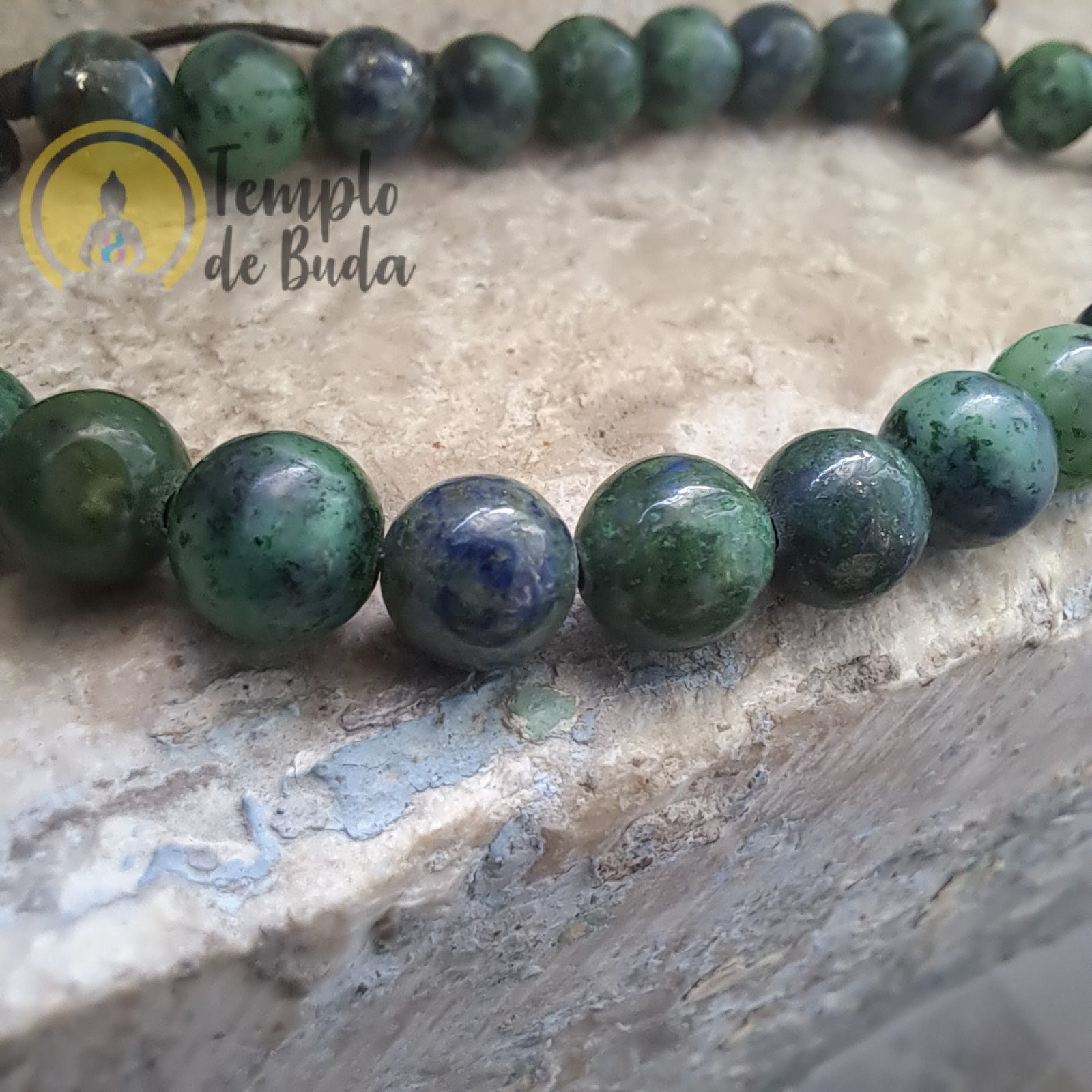 Pulseira de Azurita com Cordão Regulável 6mm