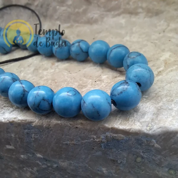 Pulseira de Howlite Azul com Cordão Regulável 6mm