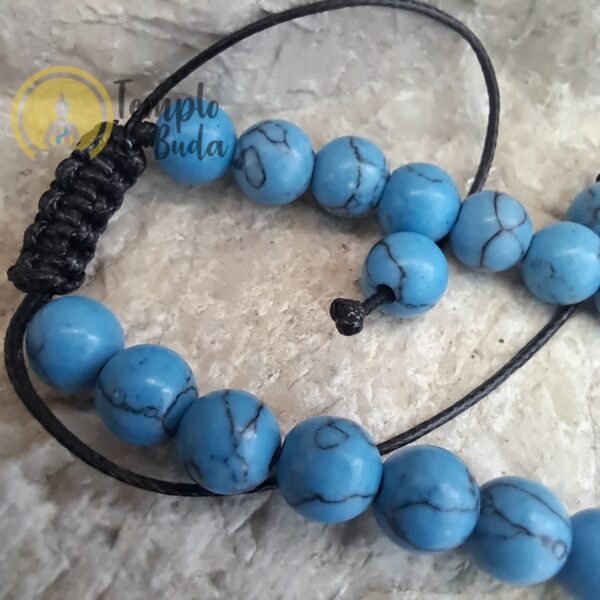 Pulseira de Howlite Azul com Cordão Regulável 6mm