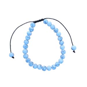 Pulseira de Howlite Branca com Cordão Regulável 6mm