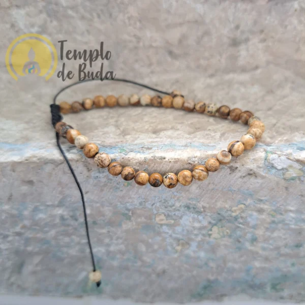 Bracciale in legno diaspro con catena regolabile da 4 mm - immagine 2