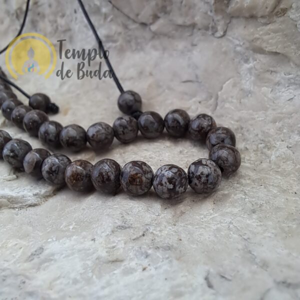 Bracciale in diaspro marrone con catena regolabile di 4 mm - immagine 3
