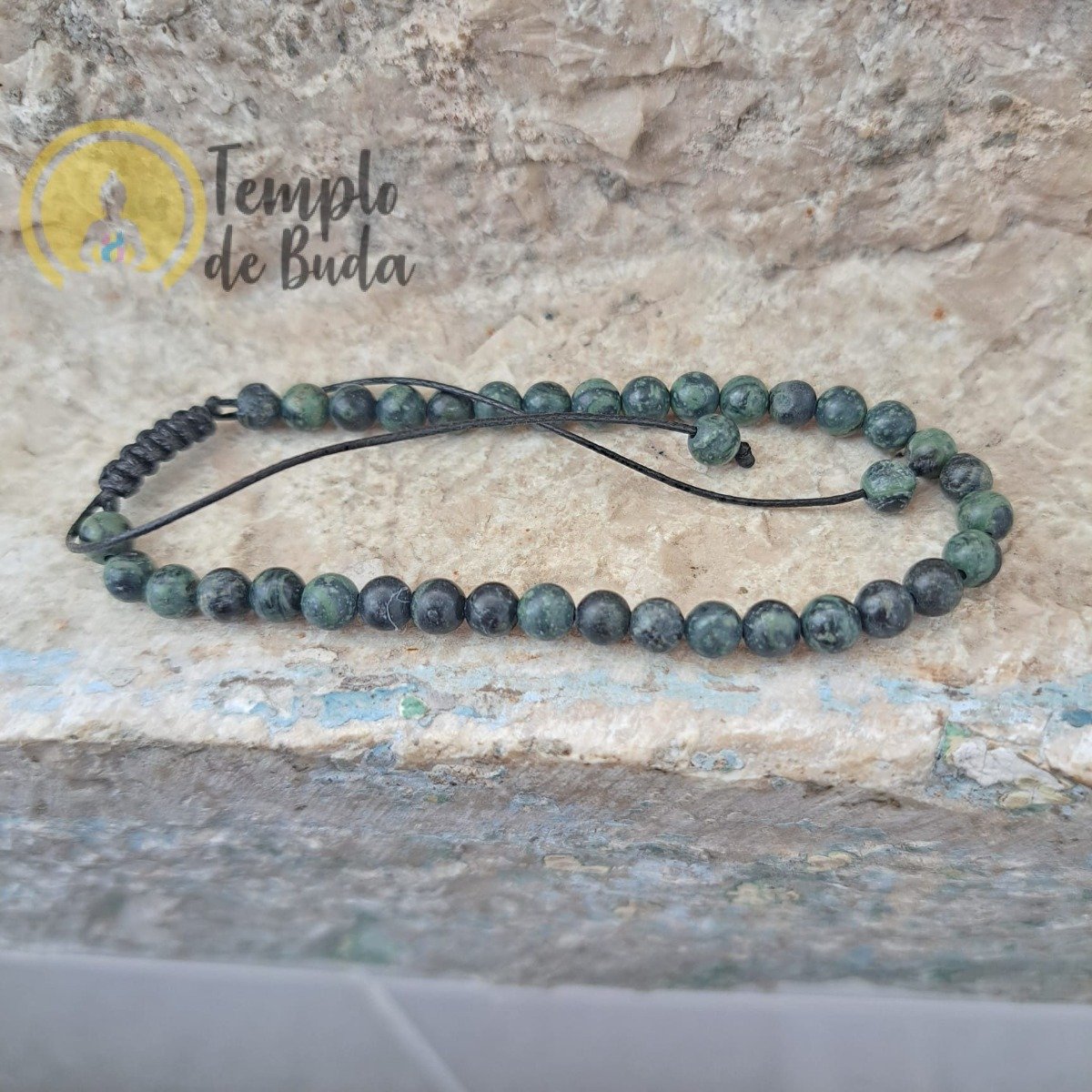 Pulseira de Jaspe Musgo com Cordão Regulável