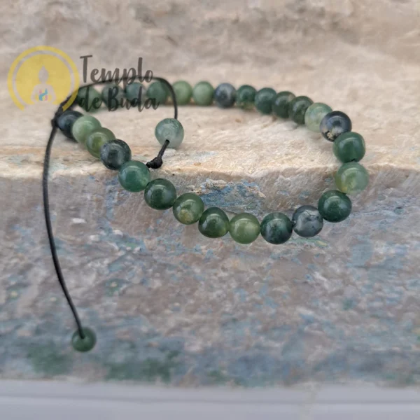 Moss Jasper Bracelet with Adjustable Chain 6mm - Image 2