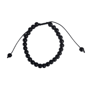 Pulseira de Obsidiana Negra com Cordão Regulável 6mm