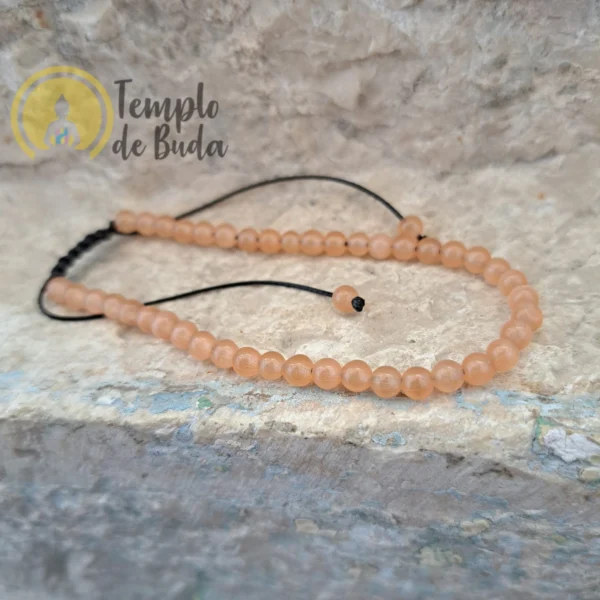Pulseira de Olho de Gato Laranja com Cordão Regulável 4mm