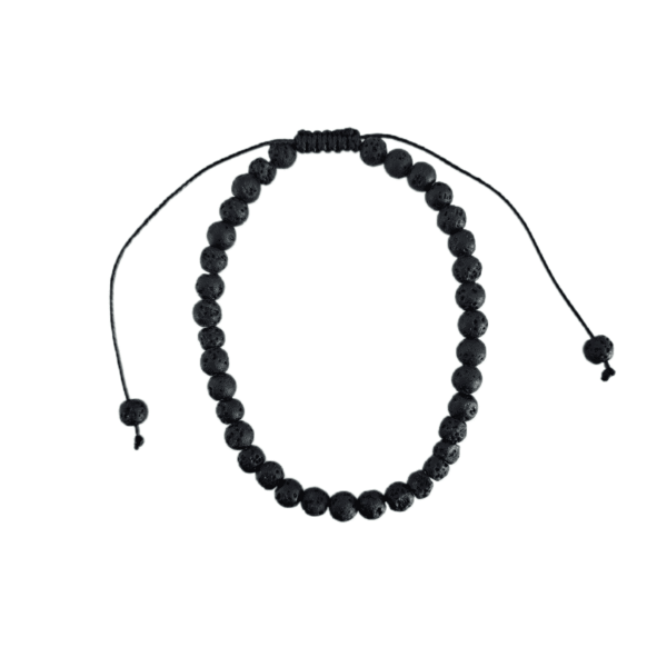 Pulseira de Pedra Lava com Cordão Regulável 4mm