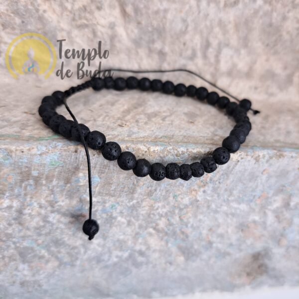 Pulsera de piedra de lava con cadena ajustable de 4 mm - Imagen 2