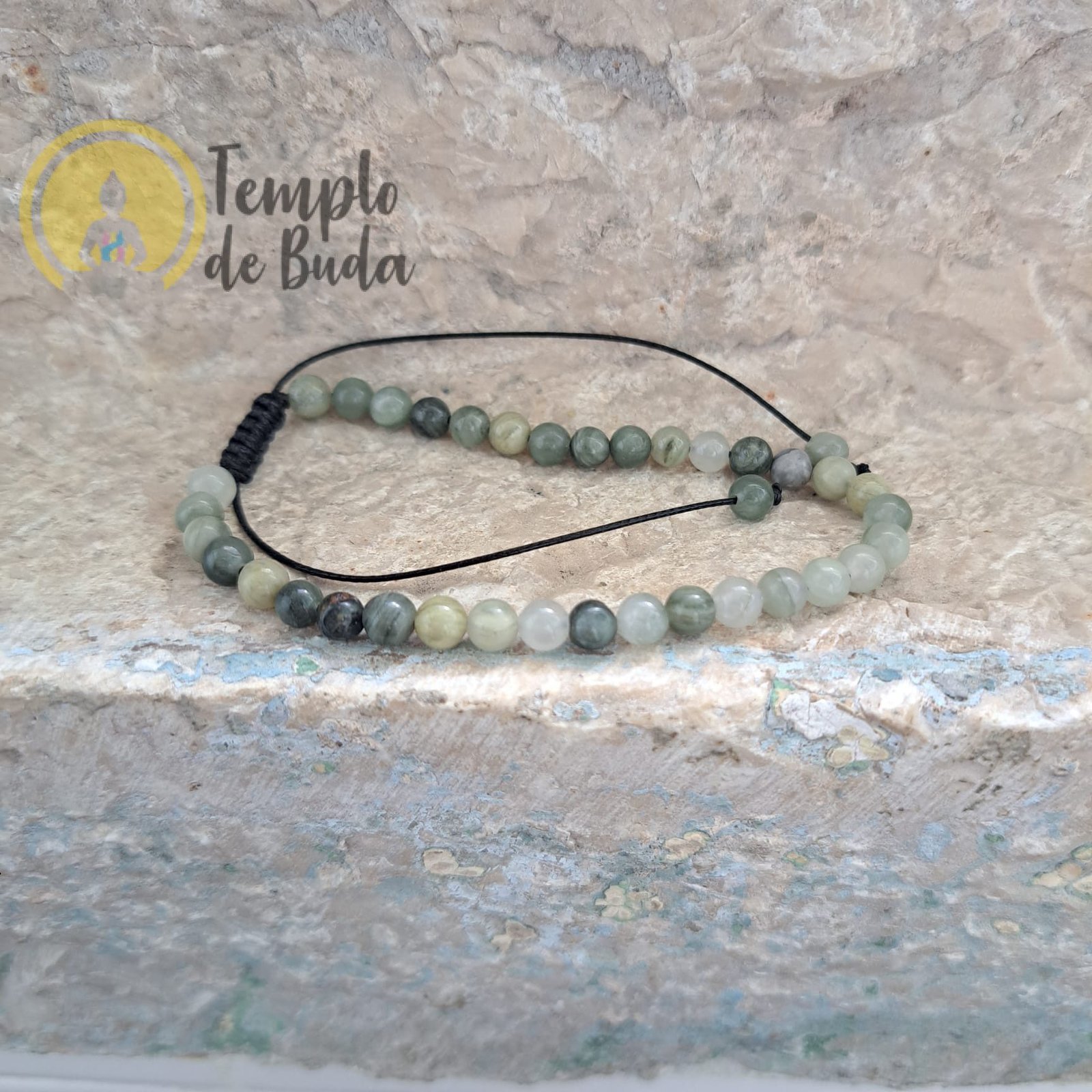Pulseira de Prehnita com Cordão Regulável 4mm