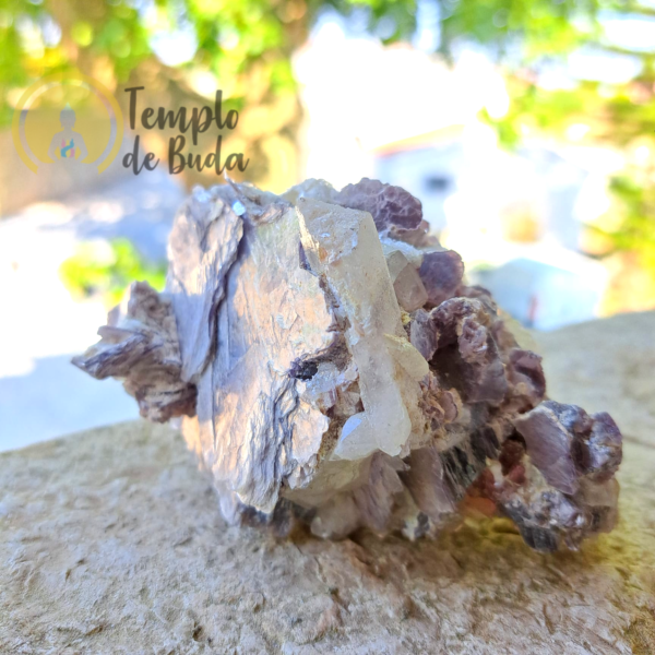 Raw Lilac Lepidolite with White Quartz 328 gr - Image 3