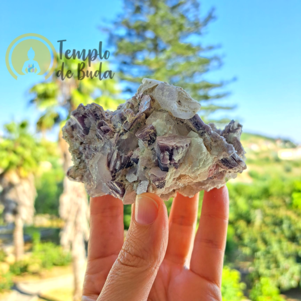 Raw Lilac Lepidolite with White Quartz 328 gr - Image 5