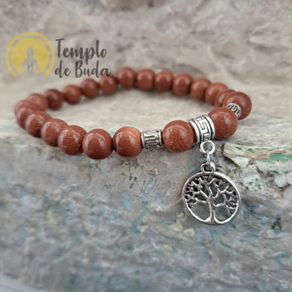 Sun Stone Bracelet with Tree of Life 8 mm - Image 3