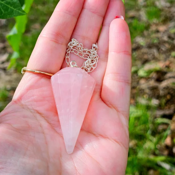 Pendulo Hexagono Quartzo Rosa