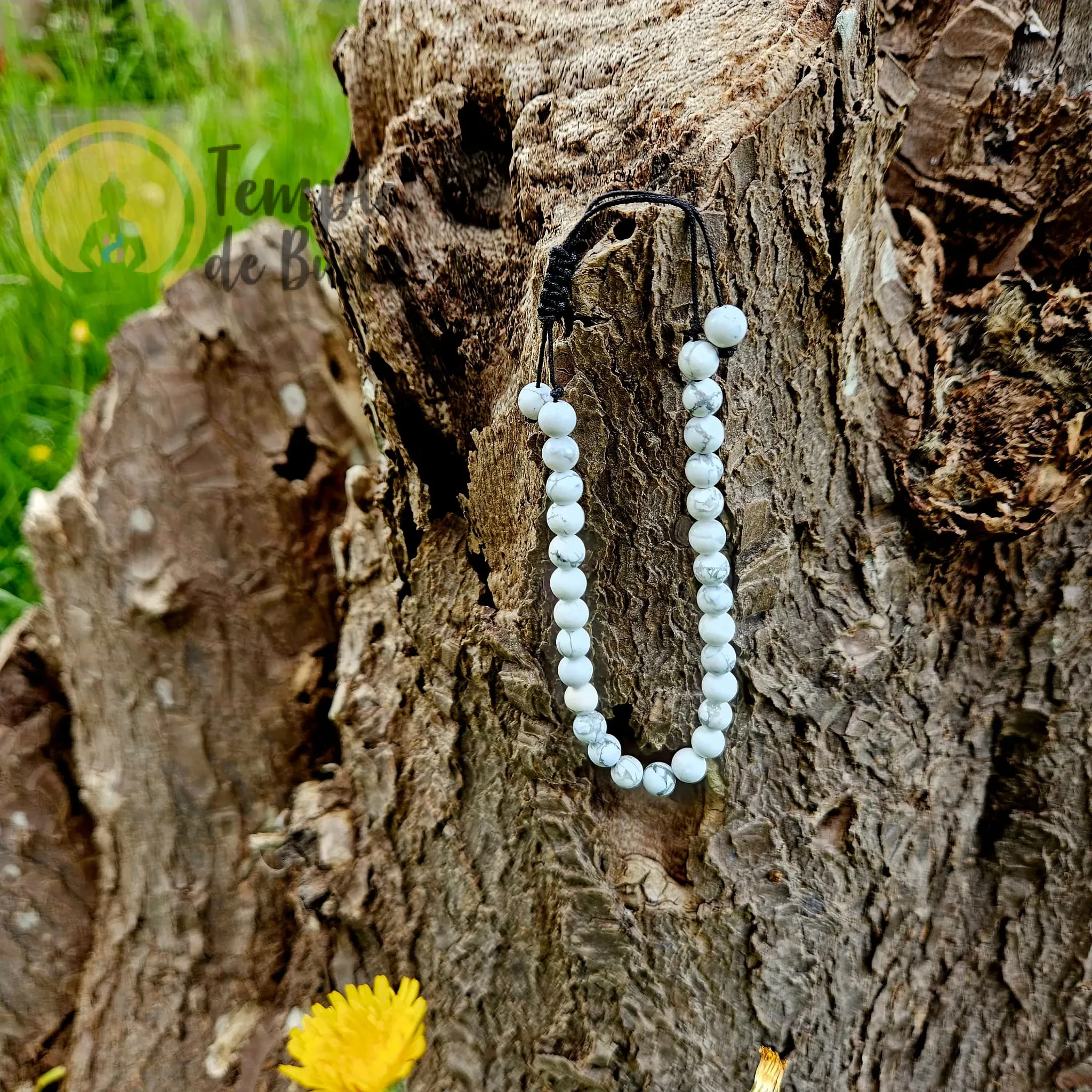 Pulseira Howlite Branca com Cordão Regulável