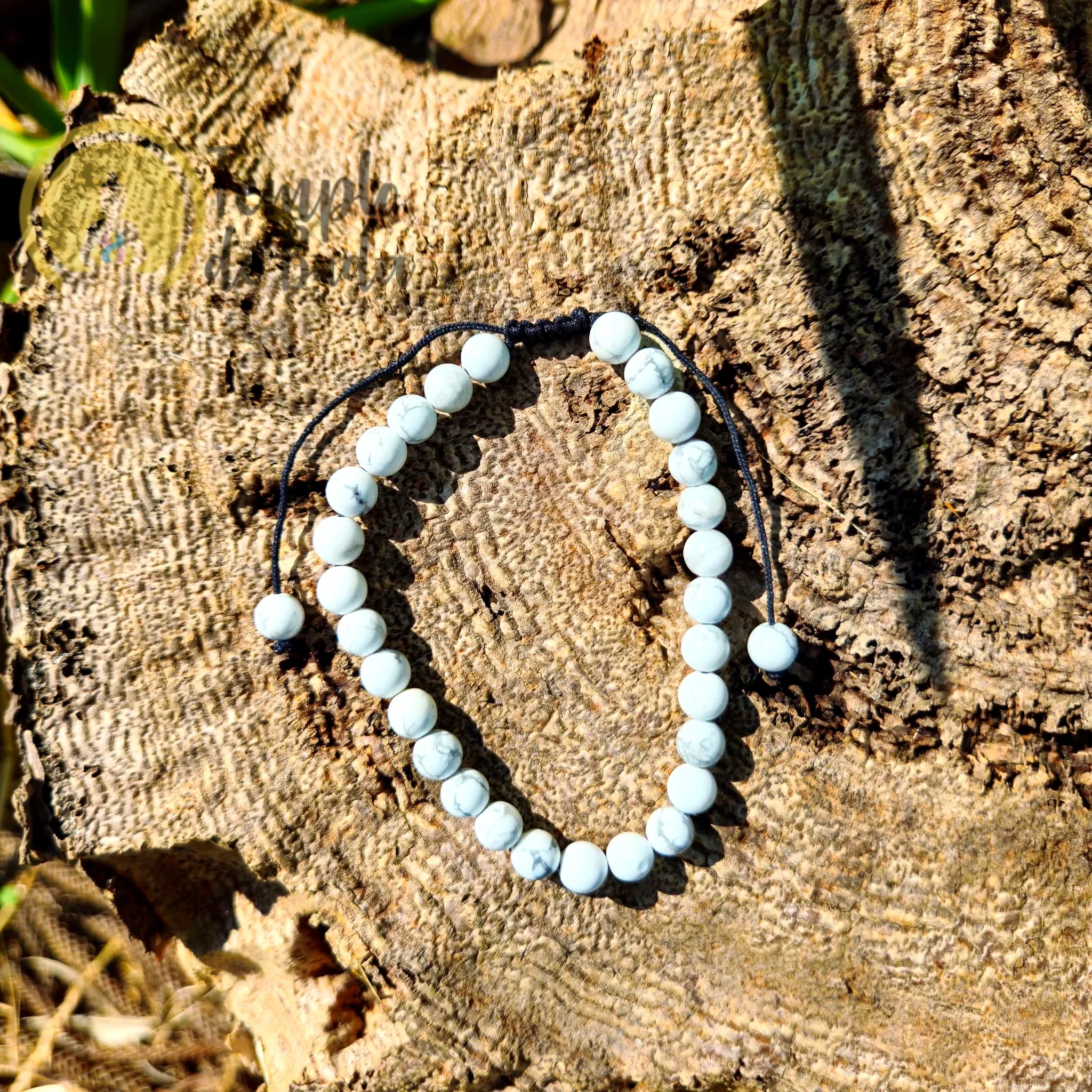 Pulseira Howlite Branca com Cordão Regulável