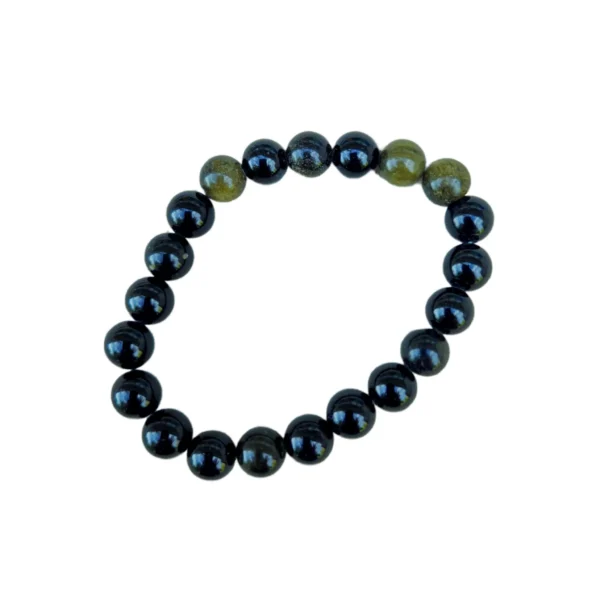 Pulseira Obsidiana Negra Dourada