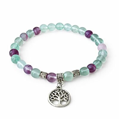 Pulseira Fluorite com Árvore da Vida