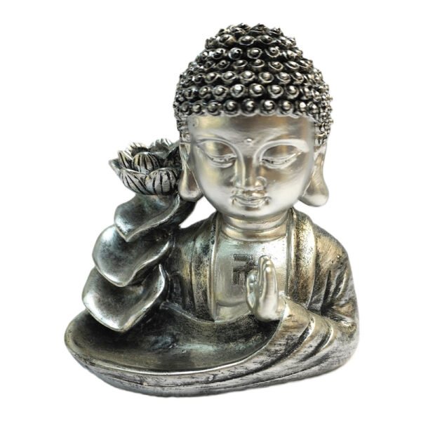 Figura Decorativa Buda com Flor de Lótus