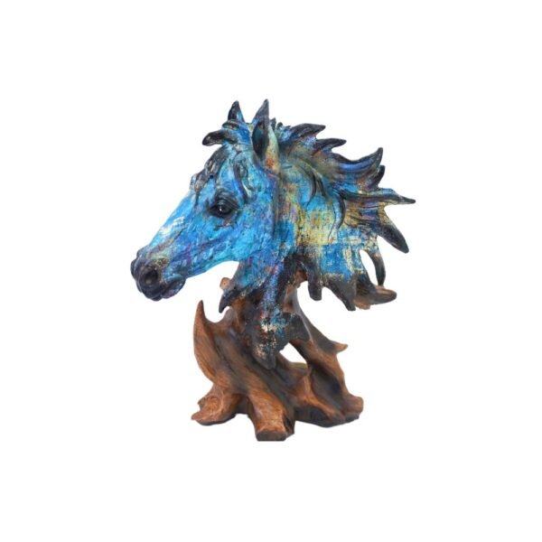 Escultura de Cavalo Artística em Azul Texturizado