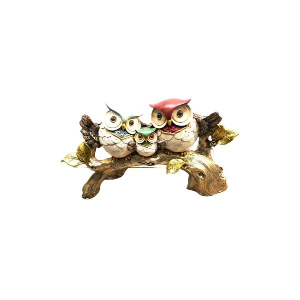 Estátua Família de Corujas Coloridas no Galho