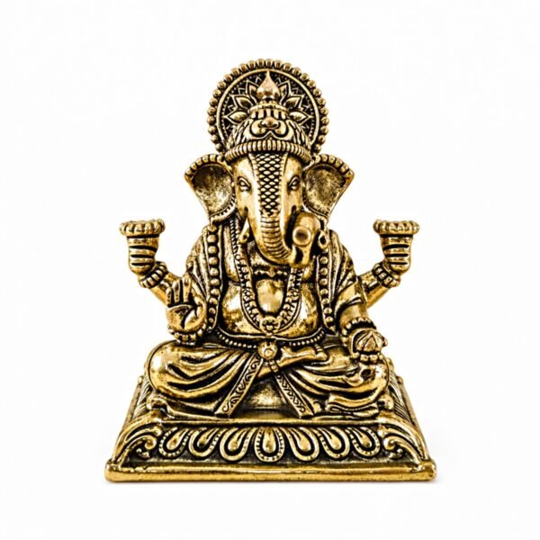 Estátua Ganesha em Metal Dourado Modelo 10