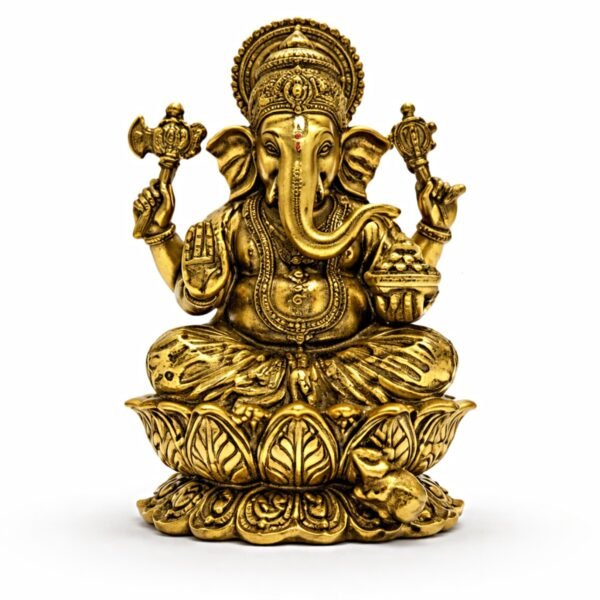 Estátua Ganesha em Metal Dourado Modelo 3