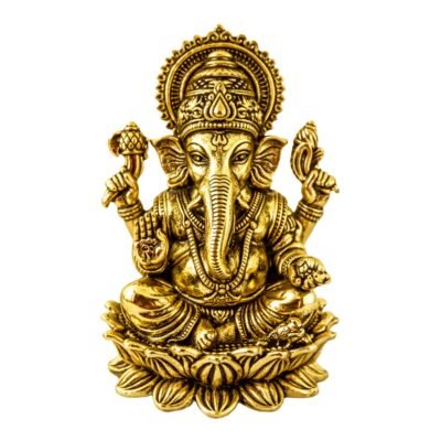 Estátua Ganesha em Metal Dourado Modelo 6