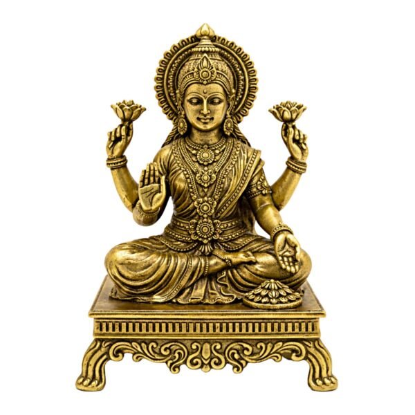 Estátua Lakshmi em Metal Dourado Modelo 1